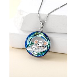 TOUPOP Koala Necklace 925 Sterling Silver Cute Animal Pendant Necklace with Crystal Koala Jewelry Gifts for Women Animal Lovers