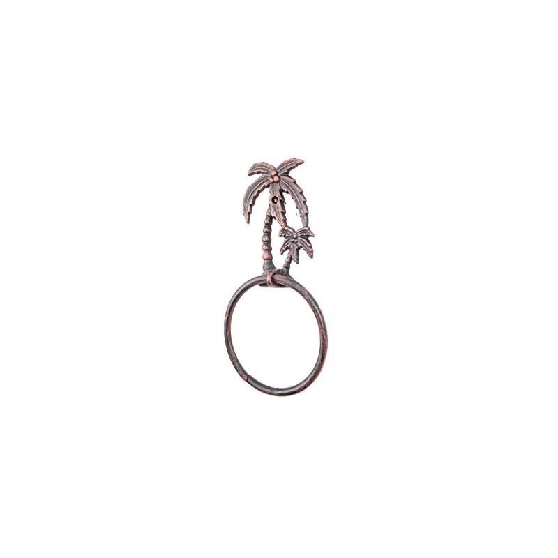 Hampton Nautical Rustic Copper Cast Iron Palm Tree Towel Holder