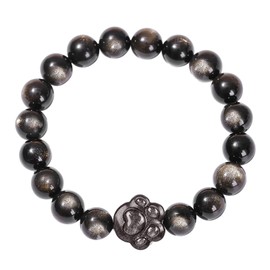 Cupimatch Gemstone Crystal Bracelet Women: Elegant Obsidian/White Quartz Crystal/Amethyst Pearl Bracelet Natural Healing Stone Women's Bracelet Animal Style Crystal Bracelet Lucky Gift for Women Girls