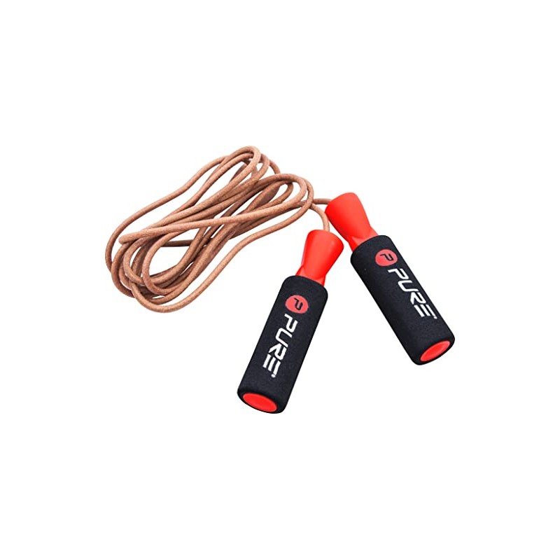 Pure2Improve - Springseil aus Leder, Fitnessseil zum Springen, Schwarz/Rot, P2I201200