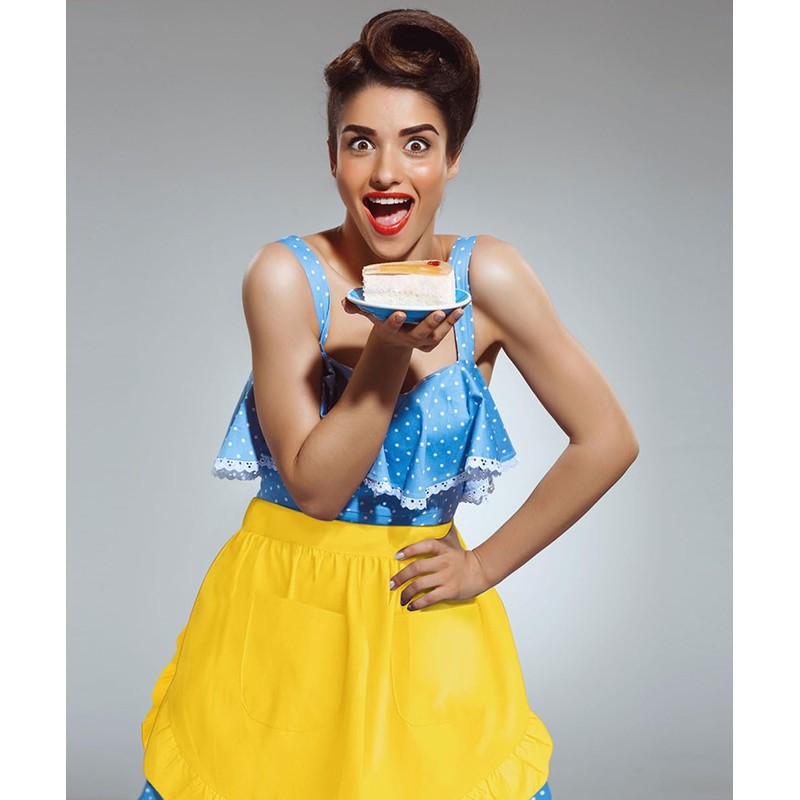 CBTRFASHION Women’s Waist Aprons with White Pockets Half Server Home