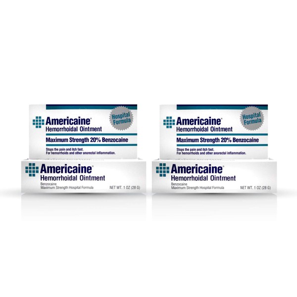 Americaine Hemorrhoidal Ointment Maximum Strength 20% Benzocaine 1 oz ( Pack of 2)