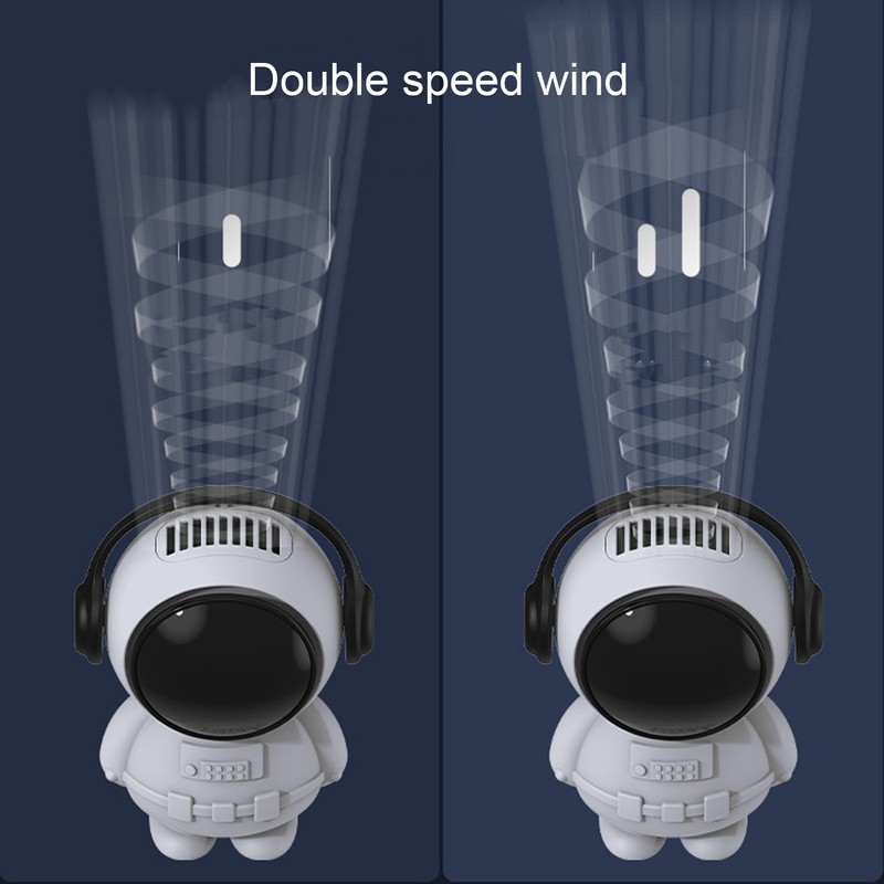 Portable Fan Spaceman Shaped 2 Speeds USB Rechargeable Mini Neck