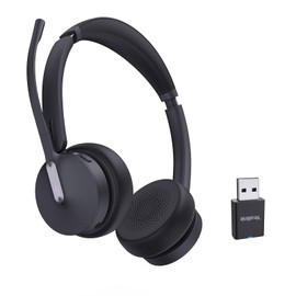 Yealink WH64 Hybrid with DECT Dongle, 492ft Range, 32 Talk Time Bluetooth Headset for Teams, Zoom Skype UC, 3X Mic Noise Cancelling, Headset PC Phone