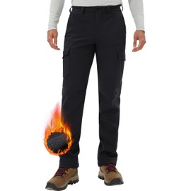 Pioneer Camp Men's Waterproof Cargo Hiking Pants Fleece Lined Outdoor Softshell Snow Ski Insulated Winter Pants for Work