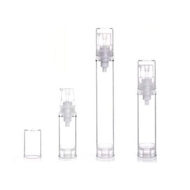 6PCS Transparent Airless BPA Free Pump Bottle Empty Refillable Plastic Vacuum Press Jars Pot Vial Container For Makeup Foundations Serums Lotion Cream Emulsion Liquid Cosmetic(15ml/0.5oz)