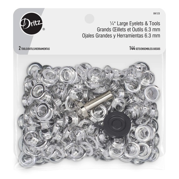 Dritz Large 1/4in Nickel Includes Eyelets and Tools Fasteners, 1/4"