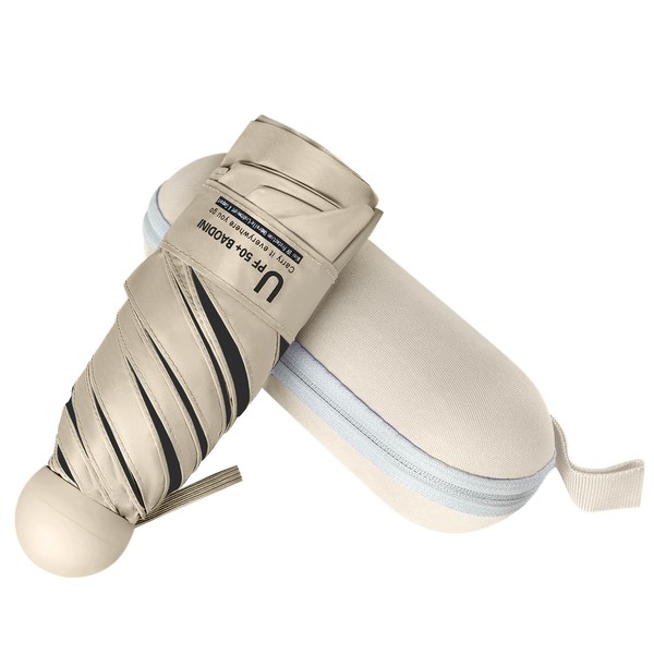 BAODINI Travel Mini Umbrella for Purse With Case Small Compact