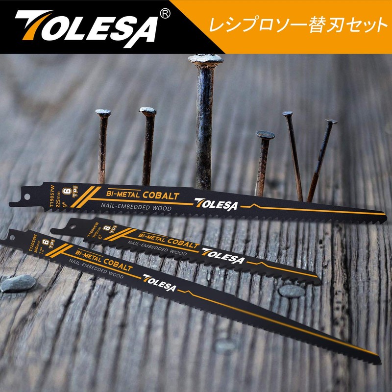 TOLESA Reciprocating Saw Replacement Blades, 6 Mounts, 8.9 inches (225