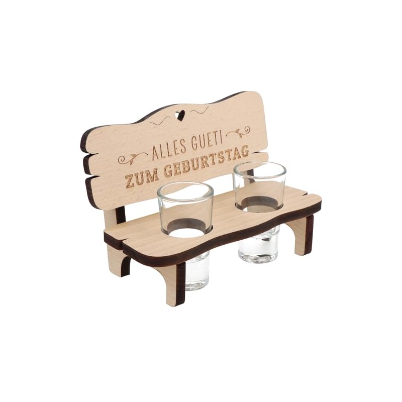 Spruchreif Shot Bench with 2 Glasses Gift for Birthday Funny