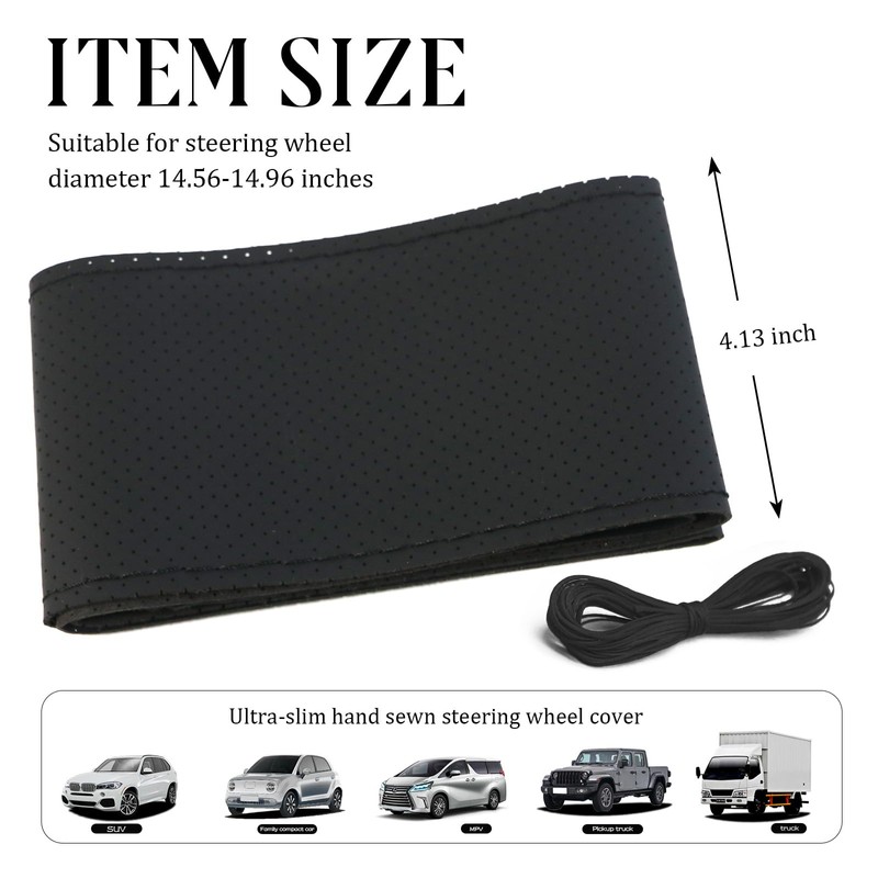Micro Fiber Leather Steering Wheel Cover, DIY Sewing with Needle