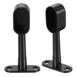 sourcing map 4 Pcs Adjustable Closet Rod Support Bracket, Rod Holder Wardrobe Accessories Clothes Rail Seat for Bedroom Bathroom, Black