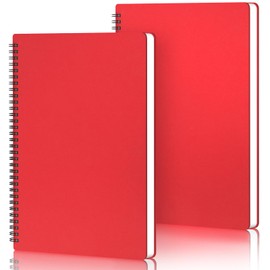 Yarotm Notizbuch Liniert A4-2 Stück Spiralblock Tagebuch - 21x29.2cm Rot Notizblock A4-100g/m² Papier Liniert Notebook - 120 Seiten Journal Notizheft A4 Spiralbindung Notizbücher
