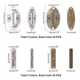 [PH PandaHall] Tag Charms, Metal Charms, Engraved Tags, Set of 88, Engraving Plate, Rectangle, Oblong, 2 Colors, Accessory Parts, Antique Crafts, Piercing, Bracelet, Necklace, Handmade Supplies,