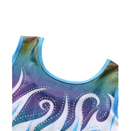 Soudittur Girls' Leotard 3-Piece Gymnastics Set, Sleeveless Gymnastics Leotard Children with Shorts and Hairband, Gymnastics Bodysuit for 3-12 Years, blue