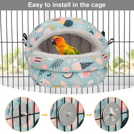 Reshiho Bird Nest House Winter Warm Bird Bed Hanging Hammock Snuggle Hut for Parakeets Budgies Cockatiels Conures Quaker Parrot (Medium, Blue)