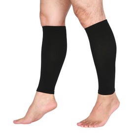 Bounfend® Calf Compression Sleeves Socks for Men & Women (20-30mmHg) Leg Plus Size, Medical Grade for Varicose Veins, Swelling, Shin Splint, Edema, Nurses & Maternity, Running, Black 5XL