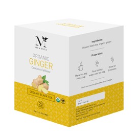 Mementa Inc Organic Ginger Tea, 20-Count Bags (Pack of 6) - Ginger Black Tea with Natural Ingredients, USDA Certified, Refreshing and Flavorful, Perfect for Any Time of Day