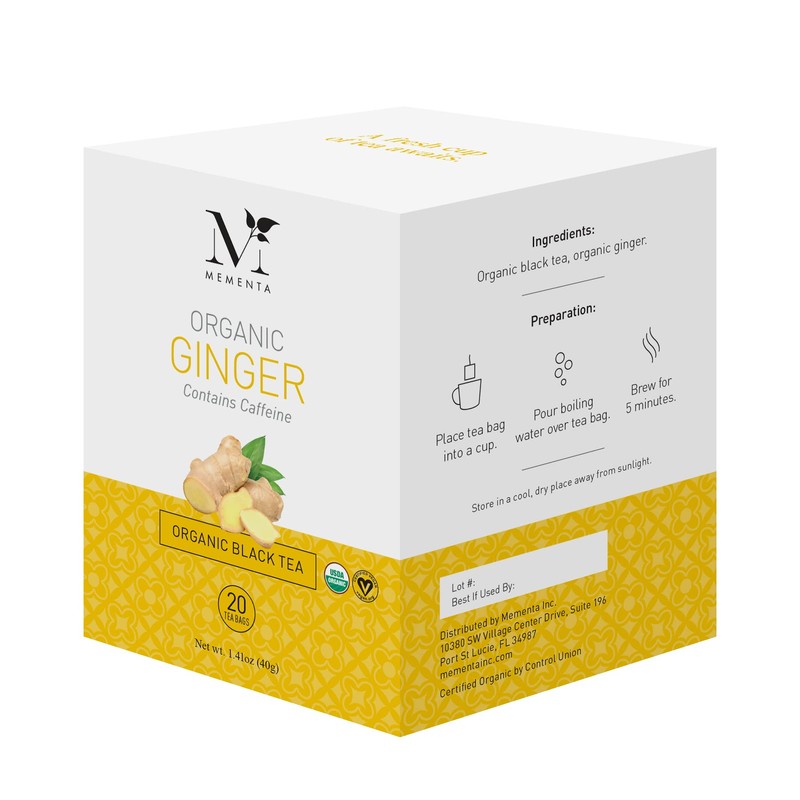 Mementa Inc Organic Ginger Tea, 20-Count Bags (Pack of 6)