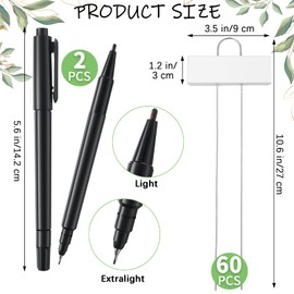 Maitys 60 Pcs Metal Garden Markers Plant Label Stakes Outdoor Weatherproof 10.6 Inch Stainless Steel Nursery Tags Bulk with 2 Pcs Pens (Black Label with White Ink)