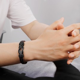 MOOGEEN Anniversary Birthday Gifts for Him Boyfriend Braided Leather Bracelet for Men Christmas Valentines Day Gifts for Him Fiance Boyfriend Gift Ideas Men's Bracelets