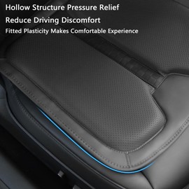 TOPABYTE Car Seat Cushion Memory Foam for Car Seat Driver, Office Chair, Wheelchair Premium Nappa Leather Cushions Universal Fit Seat Cushion for Car Sedans SUV Truck (2 Packs/Black)