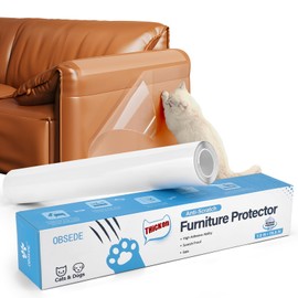 OBSEDE Cat Scratch Furniture Protector - Couch Protector from Cat Claws Plastic Cover Adhesive Clear Flexible Sofa Guard Single Side Sticky Deterrent Training Tape Easy to Apply, 11.8 × 196.8 in