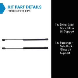 TRQ Back Glass Lift Support Shock Strut Set Compatible with 2004-2008 Mitsubishi Endeavor