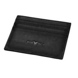 DIAVOLI - Napoli Slim Card Wallet - Leather - Slim Wallet with RFID Protection - Card Holder for 12 Cards - Mini Wallet for Men and Women - Wallet - Leather Black, brown, Minimalist