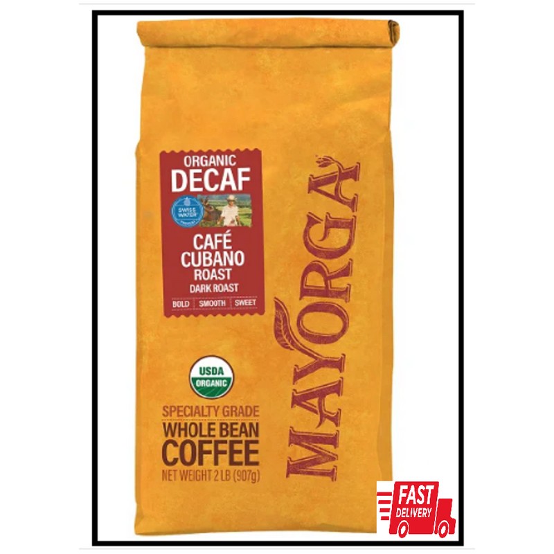 Mayorga Decaf Café Organic Dark Roast Whole Bean Coffee 2Lb,