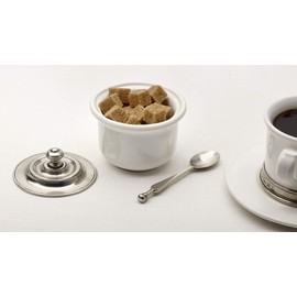 COSI TABELLINI COSI TABELLINI White Ceramic Pewter Sugar Pot Height 3.5 inches (8.8 cm) Diameter 3.7 inches (9.5 cm)