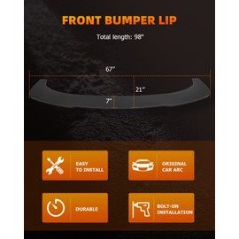 FINDAUTO PU Car Front Lip Body Kits Universal Matte Black Front Bumper Lower Lip Splitter Spoiler