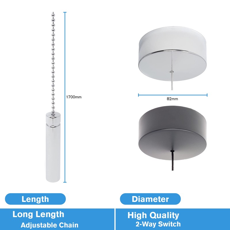 CubeTECH Bathroom Light Pull Cord and Fitting Kit - Chrome