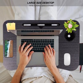 OHAHO Laptop Bed Desk, Foldable Lap Table with Cup Holder, Tablet Slot, Portable Stand for Working, Writing, Drawing (Black)
