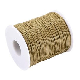 Cheriswelry 100 Yards 1mm Round Waxed Cotton Cords Jewelry Threads Beading Crafting String Burlywood Ginger Macrame Friendship Bracelet Cord with Spool for DIY Braided Beading Necklace Making