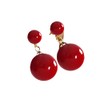 Double Ball Simulated Pearl Dangle Drop Earrings Elegant Double Beads