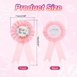 PATIKIL 6" x 3" Birthday Award Ribbon, Award Ribbon Birthday Badge Tinplate Badge for Adults Women Party Decorations Celebration Accessory, Light Pink