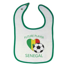 Custom Baby Bibs Burp Cloths Future Soccer Player Senegal Cotton Baby Items for Baby Girl & Boy White Green Design Only