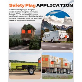 Safety Flags for Trucks, Bright Orange Mesh Oversized Load Flag 18 x 18 Inch Warning Flags with Bungee Cord and EZ Hook Upgrade Edge Binding for Trailer Truck RV Oversize Loads and Transporting -4 PCS