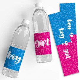 24 Gender Reveal Pink and Blue Baby Shower Party Water Bottle Labels, Wine or Bottle Stickers, Baby Shower Gender Reveal Party Decoration Supplies