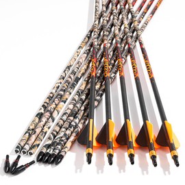 annastar Camo Hunting Carbon Arrows 30/32 inch Spine 300 340 400 500 for Compound Bow or Recurve Bow (12 PCS) (Mountain Camouflage, 30 inch Spine 500)