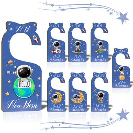 Imtively Baby Closet Dividers for Clothes Organizer - Set of 8 Wooden Double-Sided Blue Baby Clothes Size Hanger Organizer from Newborn to 24 Months for Daycare Wardrobe, Boy Nursery Decor