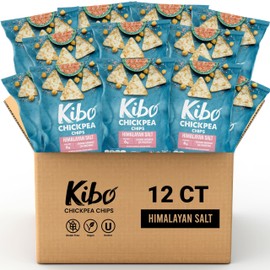 Kibo Chickpea Chips - Gluten Free and Plant-Based, Non-GMO, Kosher + Vegan. Himalayan Salt, 1 oz. 12 pack