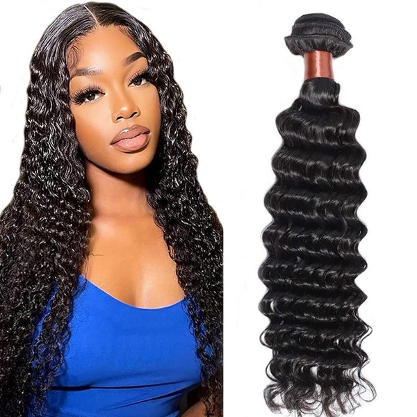 Angie Queen Hair Deep Wave One Bundle Brazilian Virgin Hair Deep Wave Human Hair Extension Unprocessed Human Hair Weave Natural Black Color Can Be Dyed and Bleached (8)