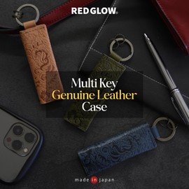 Red Glow RG-006-B Phoenix Multi-Purpose Leather Keychain, Keycase with Key Ring and Mini Coin Wallet (Camel)
