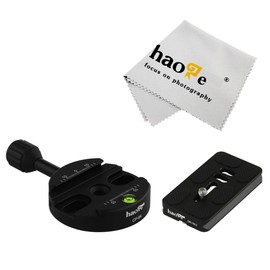 Haoge 64mm Screw Knob Clamp Adapter with 70mm QR Quick Release Plate Camera Tripod Ballhead Monopod Ball Head Fit Arca Swiss