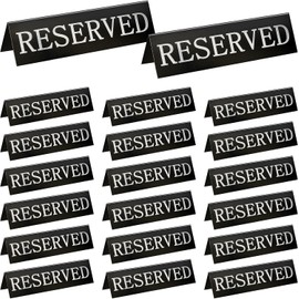 20 Pcs Table Reserved Signs, Double Sided Metal Table Reservation Cards, Formal Party Supplies for Wedding Reception, Christmas, Business, Restaurant, Cafe - Black
