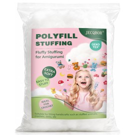Jecqbor Polyfill Stuffing for Stuffed Animals, 7.05oz/200g Soft Fiber Fill Stuffing for Crochet Animals, Supportive Crochet Stuffing for Crafts, Amigurumi, Plush Toys, Small Machine Washable polyester