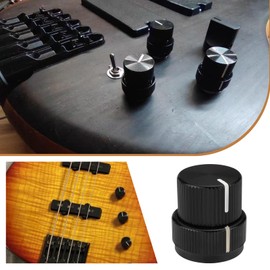 OTOTEC 2pcs Guitar Aluminum Dual Concentric Control Knobs Dome Volume Tone Stacked Knob Replacement for Electric Guitar or Bass, Black