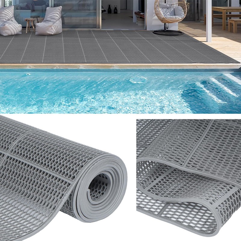 tonchean 3X10 Ft PVC Drainage Pool Mat for Deck Non-Slip